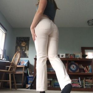 White bootcut corduroys
